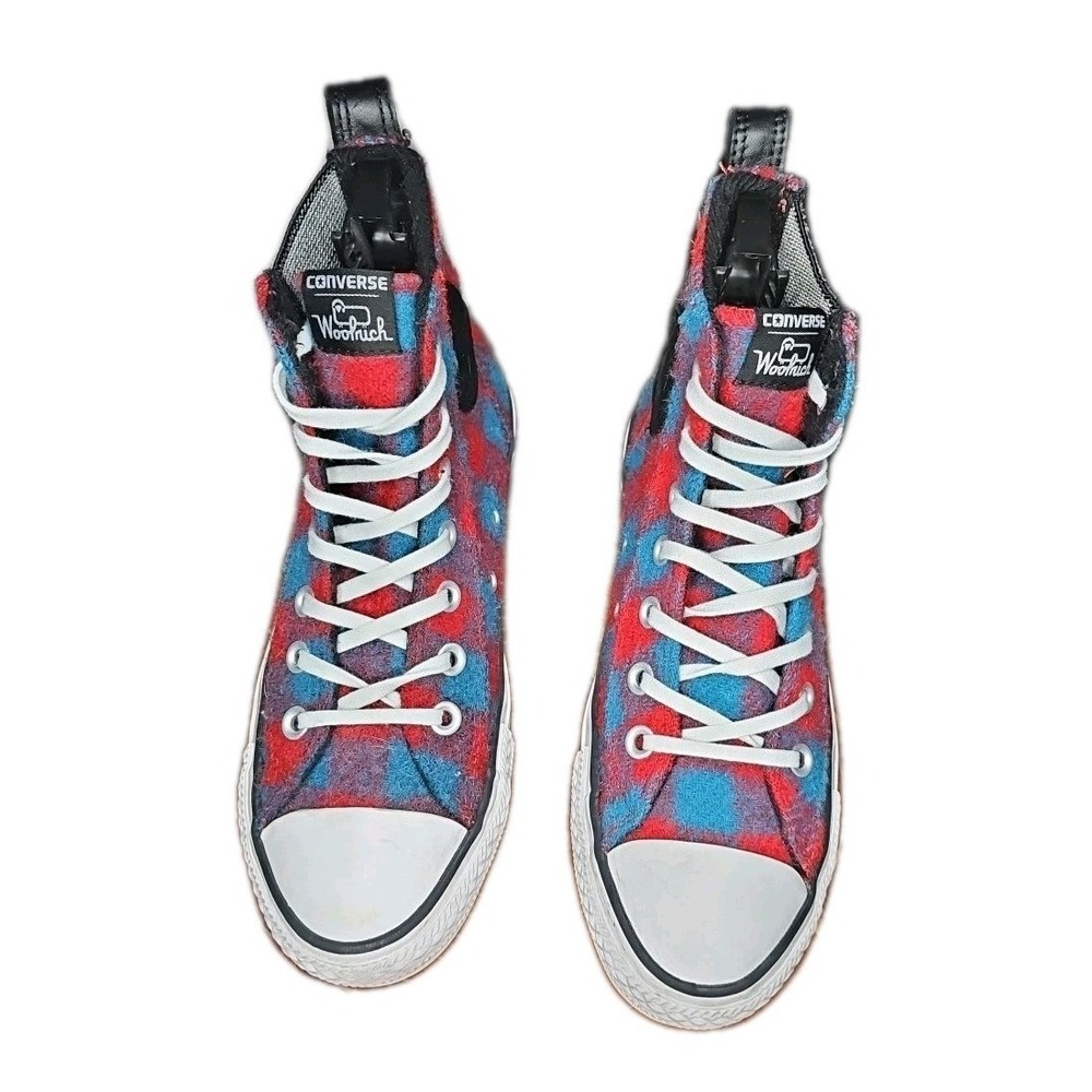 Converse WOOLRICH CHELSEE Teal Red Blk Plaid Lined Hightop Shoes Wms Sz 7